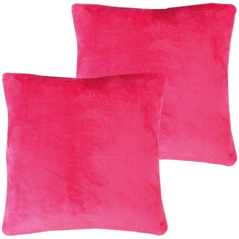 Bestlivings Dekokissen Kuschel Kissenbezug mit Reißverschluss 60 x 60 cm Pink 2er Pack von BESTLIVINGS
