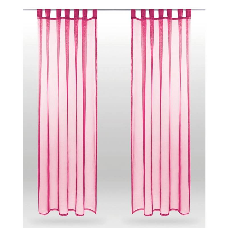 Bestlivings Dekoschal Noella Schlaufe Voile 2er Pack 140 cm x 245 cm + Raffhalter Pink von BESTLIVINGS