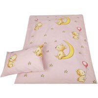 Kinder Bettwäsche 2-tlg ( 100x135cm / 40x60cm ) Bettdecken Set, 100% Baumwolle - Babybettwäsche mit Motiv - Bärchen Rosa - Bärchen Rosa von BESTLIVINGS