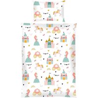 Kinder Bettwäsche 2-tlg ( 100x135cm / 40x60cm ) Bettdecken Set, 100% Baumwolle - Babybettwäsche mit Motiv Prinzessin - Prinzessin von BESTLIVINGS