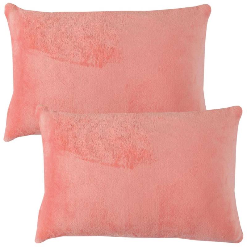 Bestlivings Kissenhülle Kuschel Kissenbezug mit Reißverschluss 40 x 60 cm Lachs 2er Pack von BESTLIVINGS