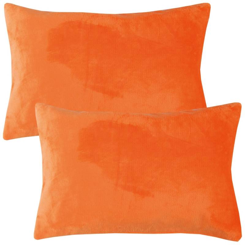 Bestlivings Kissenhülle Kuschel Kissenbezug mit Reißverschluss 40 x 60 cm Orange 2er Pack von BESTLIVINGS