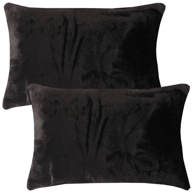 Bestlivings Kissenhülle Kuschel Kissenbezug mit Reißverschluss 40 x 60 cm Schwarz 2er Pack von BESTLIVINGS
