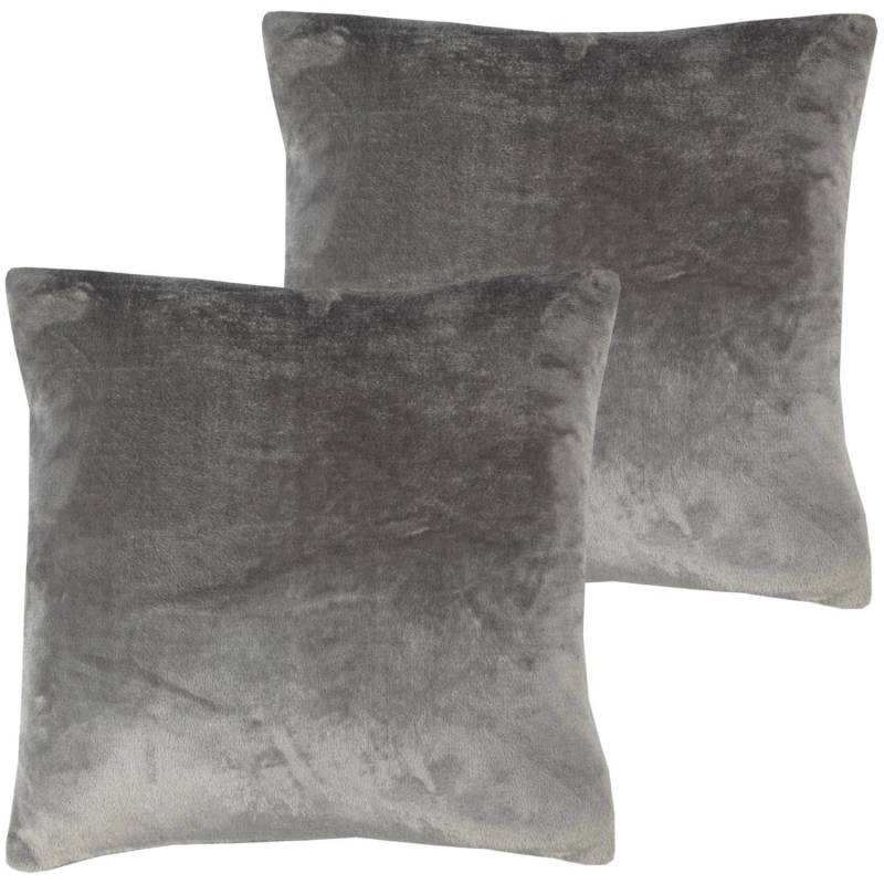Bestlivings Kissenhülle Kuschel Kissenbezug mit Reißverschluss 45 x 45 cm Anthrazit 2er Pack von BESTLIVINGS