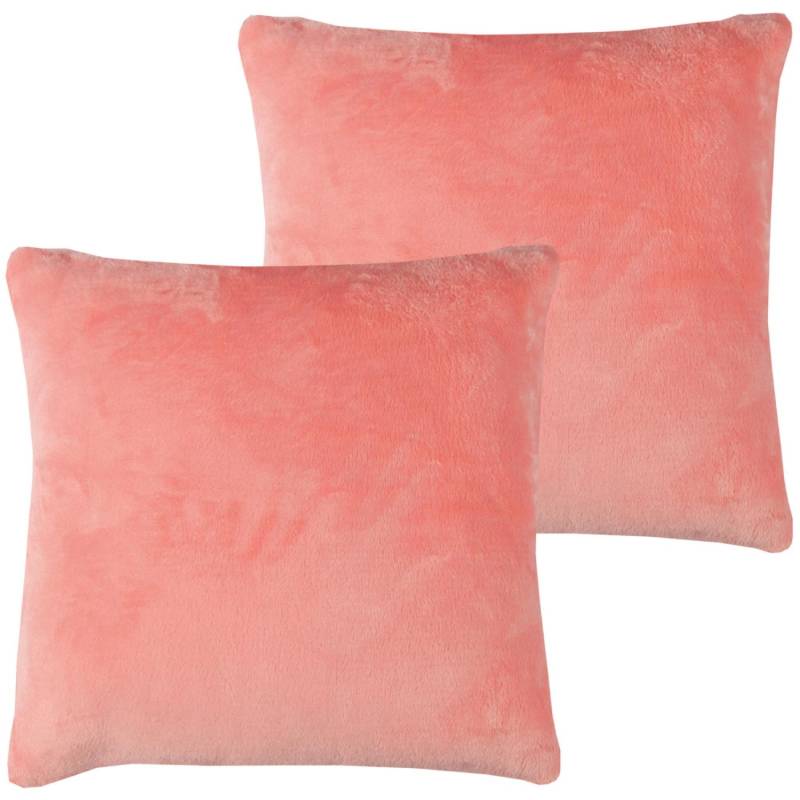 Bestlivings Kissenhülle Kuschel Kissenbezug mit Reißverschluss 45 x 45 cm Lachs 2er Pack von BESTLIVINGS