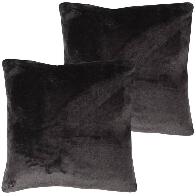 Bestlivings Kissenhülle Kuschel Kissenbezug mit Reißverschluss 45 x 45 cm Schwarz 2er Pack von BESTLIVINGS