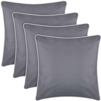 Bestlivings - Outdoor Kissen mit Paspel 4er Pack ( 45 x 45 cm ) Dunkelgrau - Dekokissen Garten Reißverschluss - Schmutz- und Wasserabweisend von BESTLIVINGS