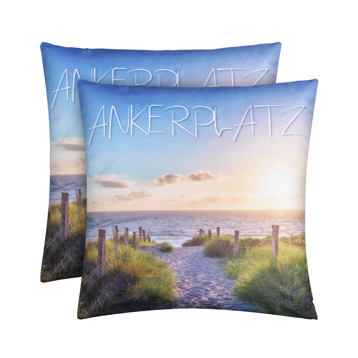 Bestlivings Outdoor Kissen mit Strandmotiv Ankerplatz 2 Stück 2er Pack von BESTLIVINGS