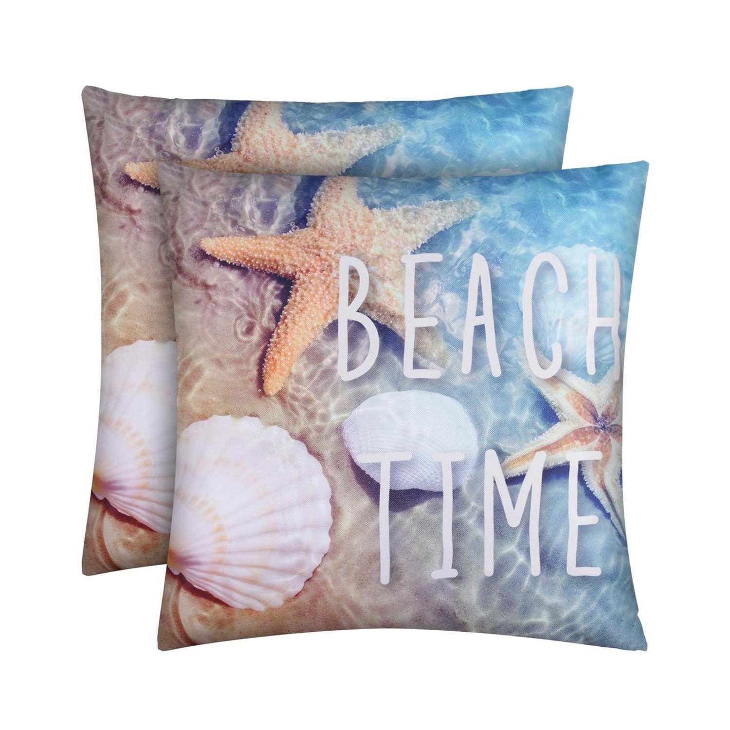 Bestlivings Outdoor Kissen mit Strandmotiv Beach Time 2 Stück 2er Pack von BESTLIVINGS