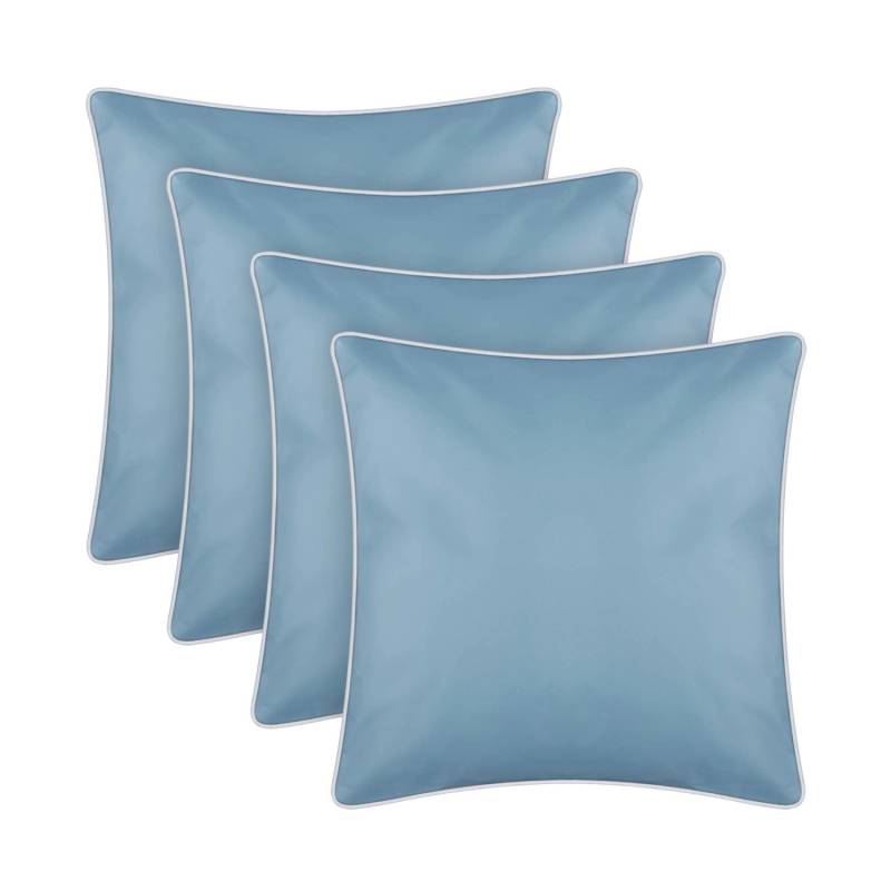 Bestlivings Outdoor Kissen mit Weißer Paspel Türkis 4 Stück 4er Pack von BESTLIVINGS