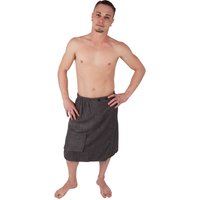 Sauna Kilt Herren Frottier ( Anthrazit ) - 60x145cm One Size - Saunahandtuch mit Gummizug und Knopfverschluss - Saunatuch Knielang - Anthrazit von BESTLIVINGS