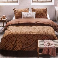 Bettwäsche 2-tlg. Bettbezug Set 135x200cm + 80x80cm - Spots & Dots ( Warm Braun ) - Schlafkomfort Bettgarnitur mit Reißverschluss Baumwolle - Spots & von BESTLIVINGS
