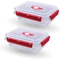 Frischhaltedosen für Lebensmittel ( 0,9 l ) - 2er Pack Rot - Vorratsdose luftdicht, Aufbewahrungsbox Meal Prep Box, Lunchbox, bpa Frei - Rot von BESTLIVINGS