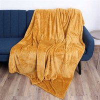 Bestlivings - Kuscheldecke Flanell Decke 150x200cm ( Curry ) Flauschige Struktur Wohndecke für Sofa, Couch und Bett, Tagesdecke oeko-tex von BESTLIVINGS