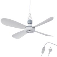 Mobiler Deckenventilator, 230V / 5 Watt, Ø40 cm Portabler Decken - Ventilator mit Aufhänger und Schalter, Energiesparend - Weiß von BESTLIVINGS