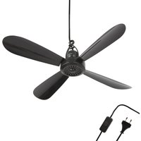 Mobiler Deckenventilator Schwarz ( 5m xxl Kabel ) mit Stecker und Schalter, 220V-240V / 5 Watt, Ø40 cm Decken Ventilator mit Aufhänger - Weiß von BESTLIVINGS