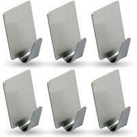 Selbstklebende Wandhaken ( 6er Set Rechteckig ) Silber Edelstahl für Badezimmer, Schlafzimmer, Wand, Rostfrei Aufhänger Bilderhaken ohne Bohren von BESTLIVINGS