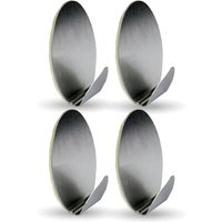 Selbstklebende Wandhaken ( Oval - 4er Set ) Silber aus Edelstahl für Schlafzimmer, Wand, Badezimmer Rostfrei Aufhänger Bilderhaken ohne Bohren von BESTLIVINGS