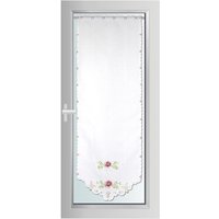 Bestlivings - Türpanneaux 180x60cm Blumen ( Rose ) Stangendurchzug ( inkl. Klemmstange ohne Bohren ), Voile Kurzgardine Stickerei - Bistrogardine von BESTLIVINGS