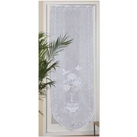 Bestlivings - Türpanneaux 180x60cm Mona ( Blumen Vögel ) Stangendurchzug ( inkl. Vitragestange ohne Bohren ), Voile Kurzgardine Stickerei von BESTLIVINGS