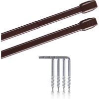 Vitragestangen 2er Pack ausziehbar, 2 Gardinenstangen mit Schraubhaken (Farbe: braun, Größe: 40-60cm ) - Braun von BESTLIVINGS