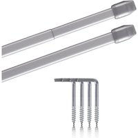 Vitragestangen 2er Pack ausziehbar, 2 Gardinenstangen mit Schraubhaken (Farbe: silber, Größe: 110-150cm ) - Silber von BESTLIVINGS