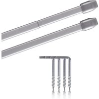 Vitragestangen 2er Pack ausziehbar, 2 Gardinenstangen mit Schraubhaken (Farbe: silber, Größe: 40-60cm ) - Silber von BESTLIVINGS