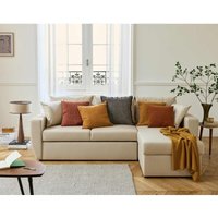 Bestmobilier - Astoria - ecksofa beidseitig montierbar 4-sitzer - schlaffunktion und bettkasten - aus veganem leder - beige von BESTMOBILIER