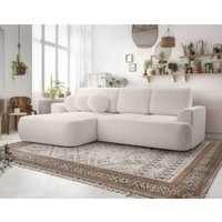 Bestmobilier - Candela - ecksofa links 4-sitzer - schlaffunktion und bettkasten - aus bouclé-stoff - beige von BESTMOBILIER
