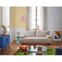 Bestmobilier - Cristal - 3-sitzer sofa - schlaffunktion und bettkasten - aus strukturiertem samt - beige Bestmobilier - Cristal - 3-sitzer sofa - schlaffunktion und bettkasten - aus strukturiertem samt - beige von BESTMOBILIER