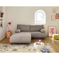 Bestmobilier - Cristal - 3-sitzer sofa - schlaffunktion und bettkasten und großer sitzsack - großer geripptem cord - taupe Bestmobilier - Cristal - 3-sitzer sofa - schlaffunktion und bettkasten und großer sitzsack - großer geripptem cord - taupe von BESTMOBILIER