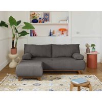 Bestmobilier - Cristal - 3-sitzer sofa - schlaffunktion und bettkasten und hocker - aus strukturiertem samt - dunkelgrau Bestmobilier - Cristal - 3-sitzer sofa - schlaffunktion und bettkasten und hocker - aus strukturiertem samt - dunkelgrau von BESTMOBILIER