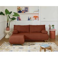 Bestmobilier - Cristal - 3-sitzer sofa - schlaffunktion und bettkasten und hocker - aus strukturiertem samt - terrakotta Bestmobilier - Cristal - 3-sitzer sofa - schlaffunktion und bettkasten und hocker - aus strukturiertem samt - terrakotta von BESTMOBILIER