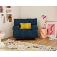 Bestmobilier - Cristal - sessel - schlaffunktion und bettkasten - großer geripptem cord - blau Bestmobilier - Cristal - sessel - schlaffunktion und bettkasten - großer geripptem cord - blau von BESTMOBILIER