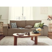 Dellia – 3-sitzer sofa mit schlaffunktion – mit bettkasten – aus cord – zeitgenössischer stil - taupe - Taupe von BESTMOBILIER