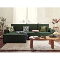 Bestmobilier - Dellia – ecksofa beidseitig montierbar mit schlaffunktion – mit bettkasten – aus cord – 4-sitzer - grün Bestmobilier - Dellia – ecksofa beidseitig montierbar mit schlaffunktion – mit bettkasten – aus cord – 4-sitzer - grün von BESTMOBILIER