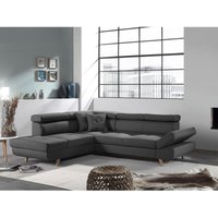 Bestmobilier - Linea - ecksofa links mit schlaffunktion - 5 sitzplätze - mit kopfstützen - dunkelgrau Bestmobilier - Linea - ecksofa links mit schlaffunktion - 5 sitzplätze - mit kopfstützen - dunkelgrau von BESTMOBILIER