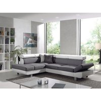 Bestmobilier - Lisbona – ecksofa links mit schlaffunktion – 5-sitzer – mit kopfstützen - weiß / grau Bestmobilier - Lisbona – ecksofa links mit schlaffunktion – 5-sitzer – mit kopfstützen - weiß / grau von BESTMOBILIER