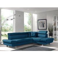 Bestmobilier - Lisbona – ecksofa rechts mit schlaffunktion – 5-sitzer – mit kopfstützen - entenblau von BESTMOBILIER