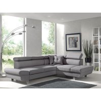Bestmobilier - Lisbona – ecksofa rechts mit schlaffunktion – 5-sitzer – mit kopfstützen - hellgrau von BESTMOBILIER