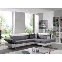 Bestmobilier - Lisbona – ecksofa rechts mit schlaffunktion – 5-sitzer – mit kopfstützen - weiß / grau von BESTMOBILIER