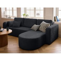 Bestmobilier - Miro - 4-sitzer ecksofa beidseitig montierbar - schlaffunktion und bettkasten - aus strukturiertem samt - anthrazitgrau Bestmobilier - Miro - 4-sitzer ecksofa beidseitig montierbar - schlaffunktion und bettkasten - aus strukturiertem samt - anthrazitgrau von BESTMOBILIER