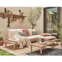 Bestmobilier - Papeete - gartenmöbel set für 4 personen + tisch - akazienholz und beigefarbene kissen - bois / beige - Bois / Beige von BESTMOBILIER