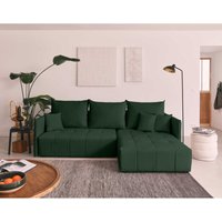 Bestmobilier - Petra – ecksofa beidseitig montierbar – mit schlaffunktion und bettkasten – 4-sitzer – aus samt - grün Bestmobilier - Petra – ecksofa beidseitig montierbar – mit schlaffunktion und bettkasten – 4-sitzer – aus samt - grün von BESTMOBILIER