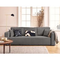 Bestmobilier - Topaze - 3-sitzer einzelsofa schlaffunktion und bettkasten aus strukturiertem samt - dunkelgrau von BESTMOBILIER