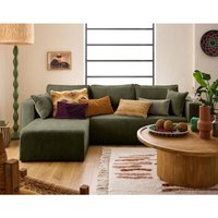 Bestmobilier - Topaze - 4-sitzer ecksofa beidseitig montierbar - schlaffunktion und bettkasten - aus cordstoff flach - grün Bestmobilier - Topaze - 4-sitzer ecksofa beidseitig montierbar - schlaffunktion und bettkasten - aus cordstoff flach - grün von BESTMOBILIER