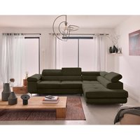 Bestmobilier - Zaria – ecksofa rechts – mit schlaffunktion und bettkasten sowie verstellbaren kopfstützen – 5-sitzer – aus cord - grün Bestmobilier - Zaria – ecksofa rechts – mit schlaffunktion und bettkasten sowie verstellbaren kopfstützen – 5-sitzer – aus cord - grün von BESTMOBILIER