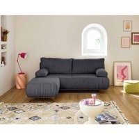 Bestmobilier - Cristal - 3-sitzer sofa - schlaffunktion und bettkasten und puff - großer geripptem cord - anthrazitgrau Bestmobilier - Cristal - 3-sitzer sofa - schlaffunktion und bettkasten und puff - großer geripptem cord - anthrazitgrau von BESTMOBILIER