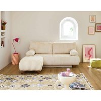 Bestmobilier - Cristal - 3-sitzer sofa - schlaffunktion und bettkasten und puff - großer geripptem cord - beige Bestmobilier - Cristal - 3-sitzer sofa - schlaffunktion und bettkasten und puff - großer geripptem cord - beige von BESTMOBILIER
