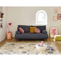 Cristal - 3-sizter sofa - schlaffunktion und bettkasten - aus geripptem kunstpelz - anthrazitgrau von BESTMOBILIER